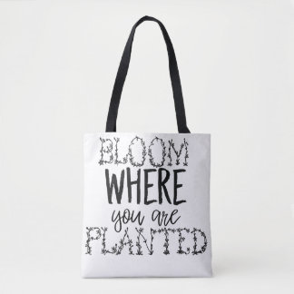 Tela "Florezca donde usted está" bolso plantado de