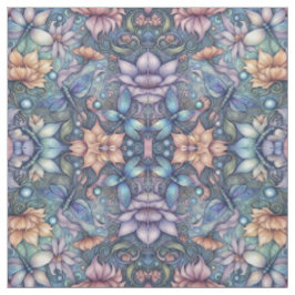 Tela FLower Damask Blue Gold Design