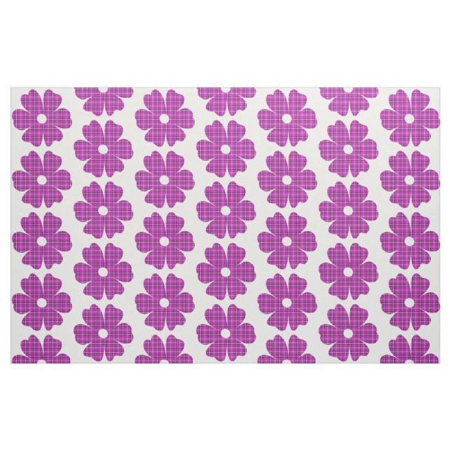 Tela Flower Shape Plaid Pink Purple ("Cuarto gordo" (fat quarter))