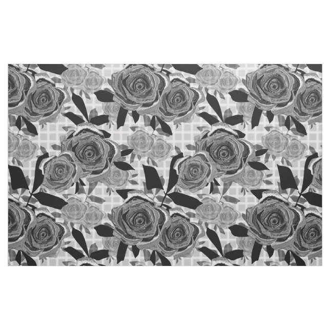 Tela Flujo de rosas monocromeflorales retro sin soldadu ("Cuarto gordo" (fat quarter))