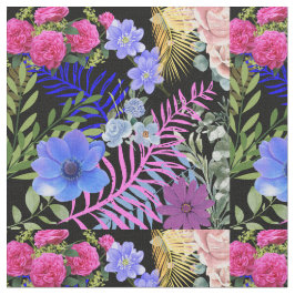 Tela Foliage botánico de Fern floral colorido retro