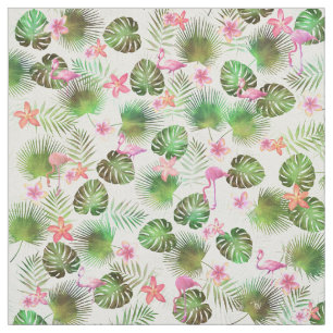 Tela Foliage elegante y diseño tropical Flamingos