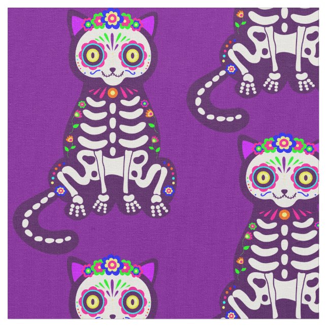 Tela folklore de halloween gato mexicano (De cerca)