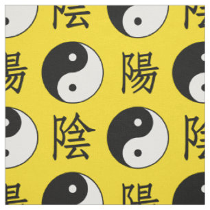 Tela Fondo amarillo Patrón Yinyang chino