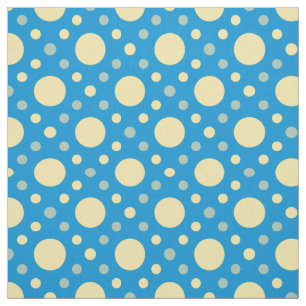 Tela Fondo azul claro Punto de polka amarillo sin solda