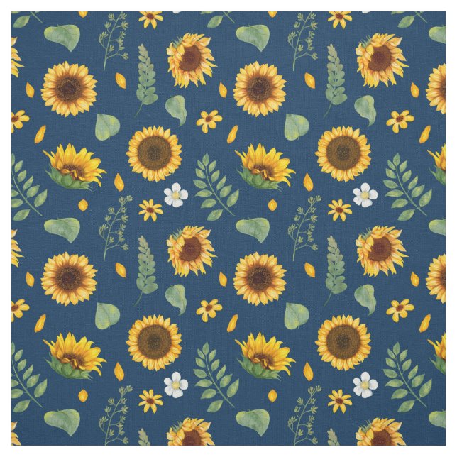 Tela Fondo azul del patrón de girasol rústico lindo (Retal)