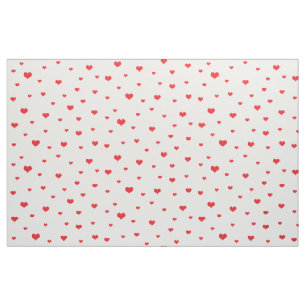 Tela Fondo blanco de corazones rojos dispersos