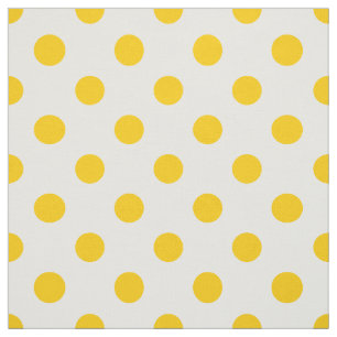 Tela Fondo blanco puntos de polka amarillos