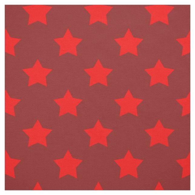 Tela Fondo de marrón de estrellas rojas textil (Retal)