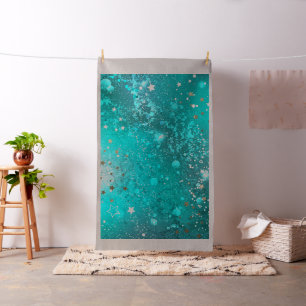 Tela Fondo de Relieve metalizado turquesa de mimbre