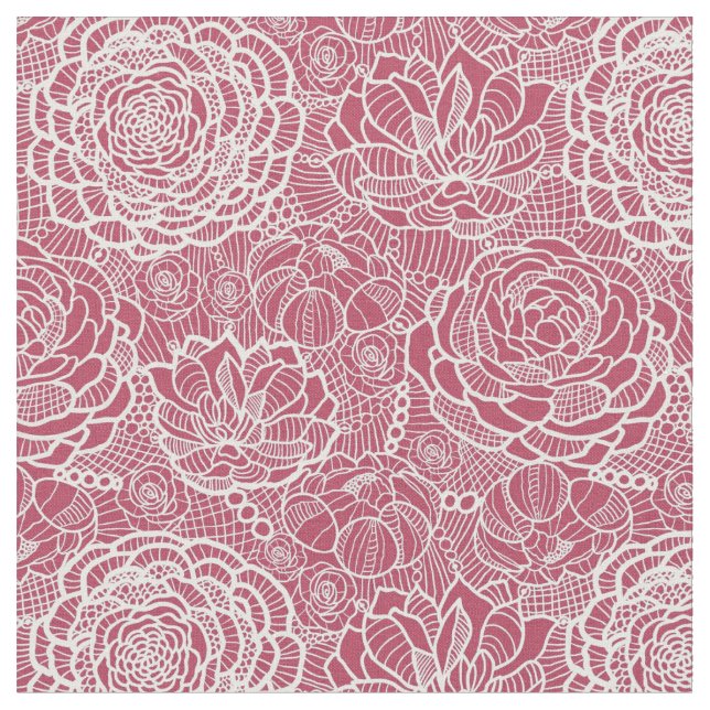 Tela Fondo del patrón de flores de encaje azul (De cerca)