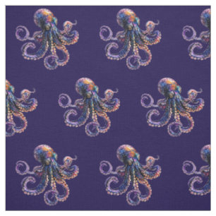 Tela Fondo Morado Pulpo Pequeño Lindo de Niños