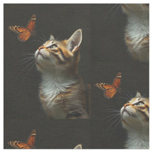 Tela Fondo negro de la mariposa de Gatita Divertida