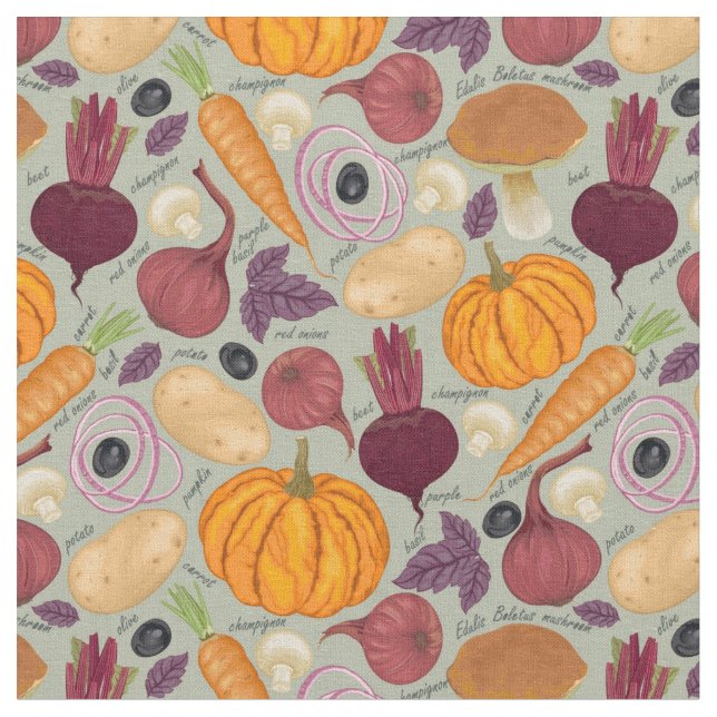 Tela Fondo retro de verduras frescas (De cerca)