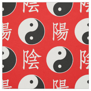 Tela Fondo Rojo Patrón chino de Yinyang