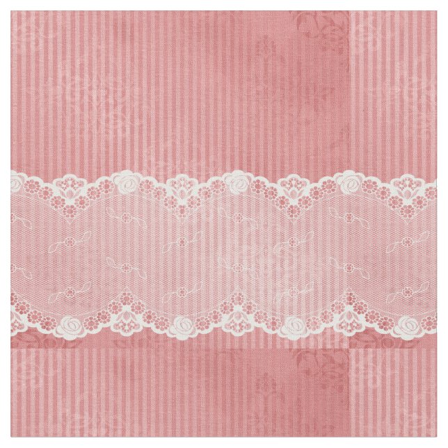 Tela Fondo rosado y blanco con el cordón negro (De cerca)