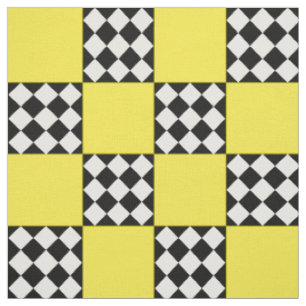 Tela Forma cuadrada del Harlequin blanco amarillo en bl