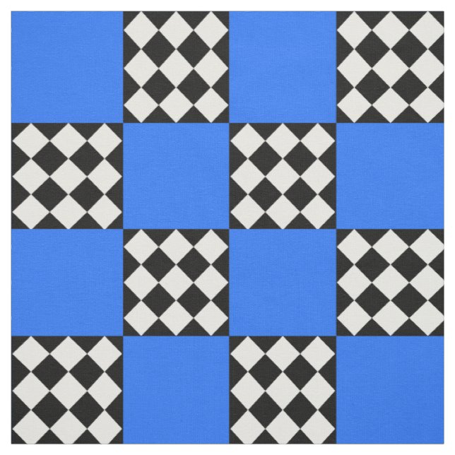 Tela Forma cuadrada del Harlequin blanco azul Textil (Retal)