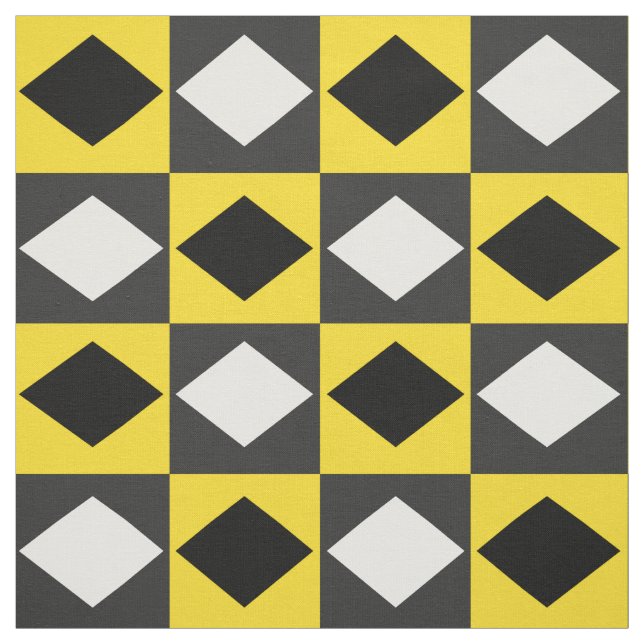 Tela Forma de diamante Rhombus blanco amarillo (Retal)
