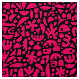 Tela Formas Abstracto 140821 - Rojo Neón sobre Negro