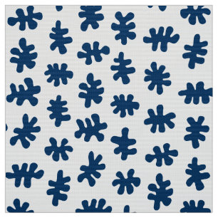 Tela Formas amórficas 120322 - Azul índigo sobre blanco
