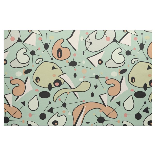 Tela Formas atómicas y orgánicas de mediados del siglo  ("Cuarto gordo" (fat quarter))