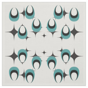 Tela formas azules Mid Century Fabric moderno