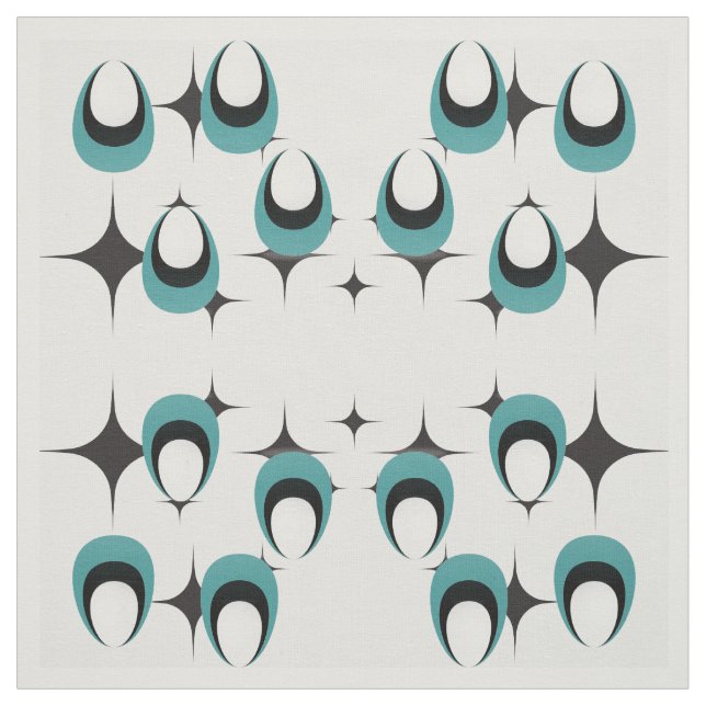 Tela formas azules Mid Century Fabric moderno (Retal)