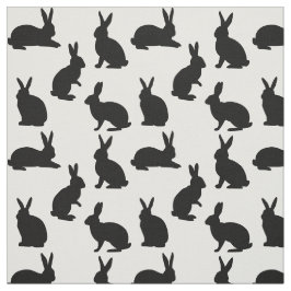 Tela Formas mínimas de conejos en negro Patrón de Pascu