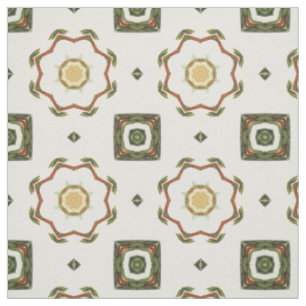 Tela Formas Octagon sin foco de color verde, marrón, bl