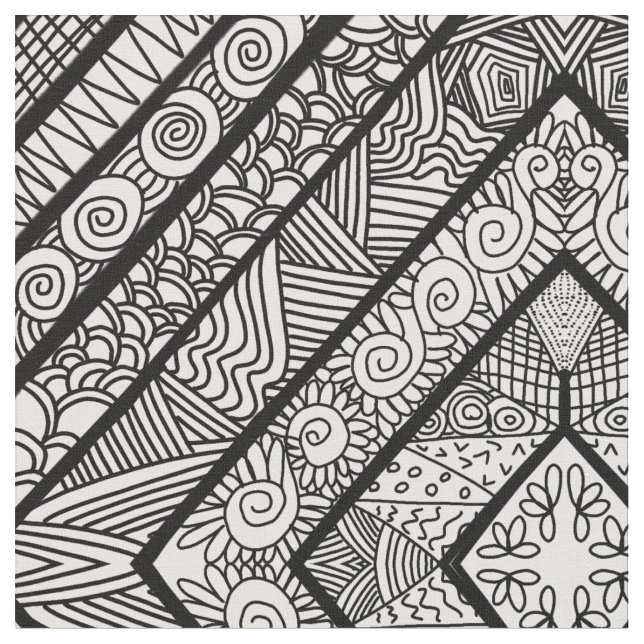 TELA FORMAS PATRÓN NEGRO Y BLANCO (De cerca)