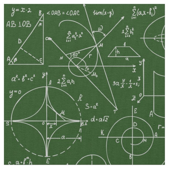 Tela Fórmulas matemáticas de geometría aritmética verde (De cerca)