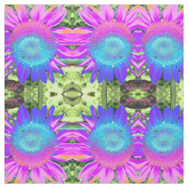 Tela Foto de girasol retro rosa azul (Retal)