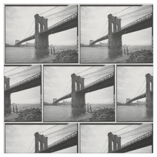 Tela Fotografía blanco y negro del puente de Brooklyn