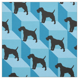 Tela Fox Terrier con cable sobre cubos azules