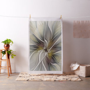 Tela Fractal floral, flor de fantasía con colores de la