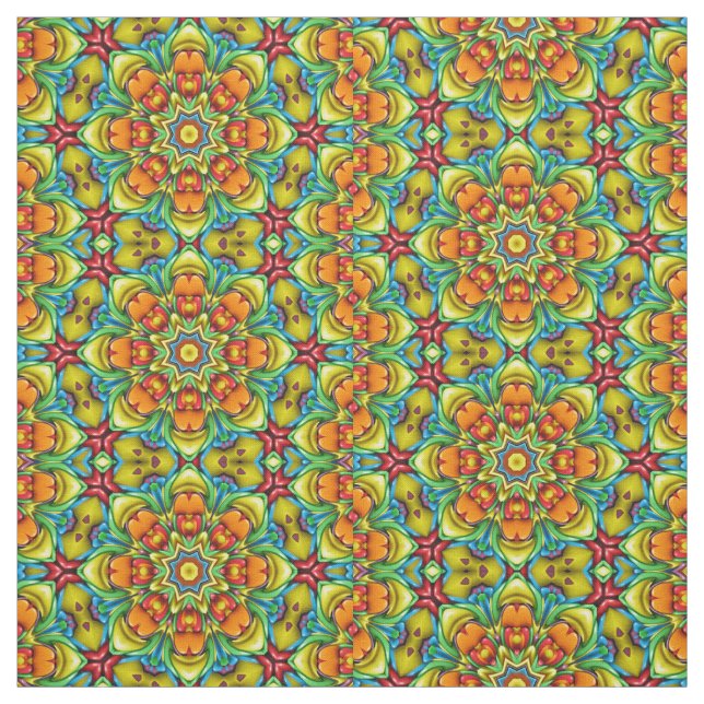 Tela Fractal Kaleidoscopio Tropical con explosión de so (Retal)