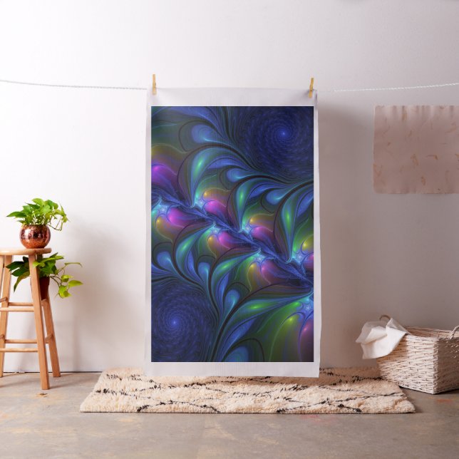Tela Fractal verde rosa azul luminoso colorido abstract (In Situ)