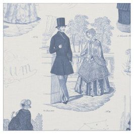 Tela Francés azul y blanco Toile de Biedermeier del