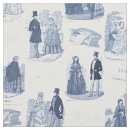 Tela Francés azul y blanco Toile de Biedermeier del