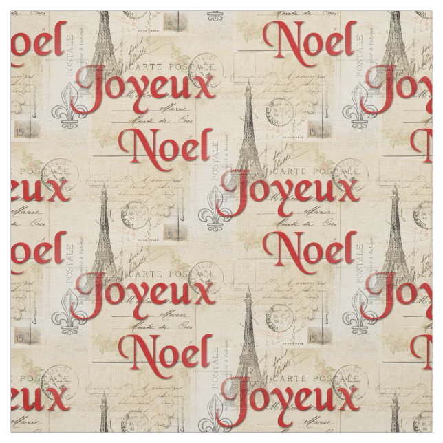 Tela francesa del navidad de las postales de París (Retal)