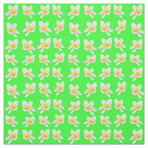 Tela Frangipanis amarillos sobre verde,