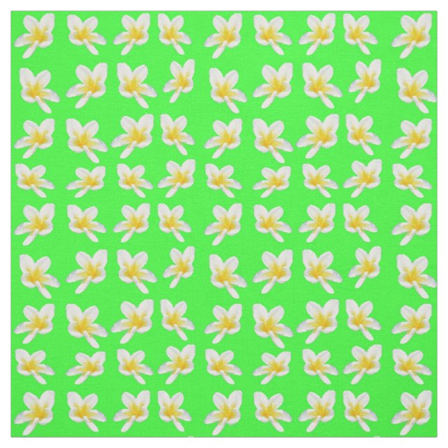 Tela Frangipanis amarillos sobre verde, (Retal)