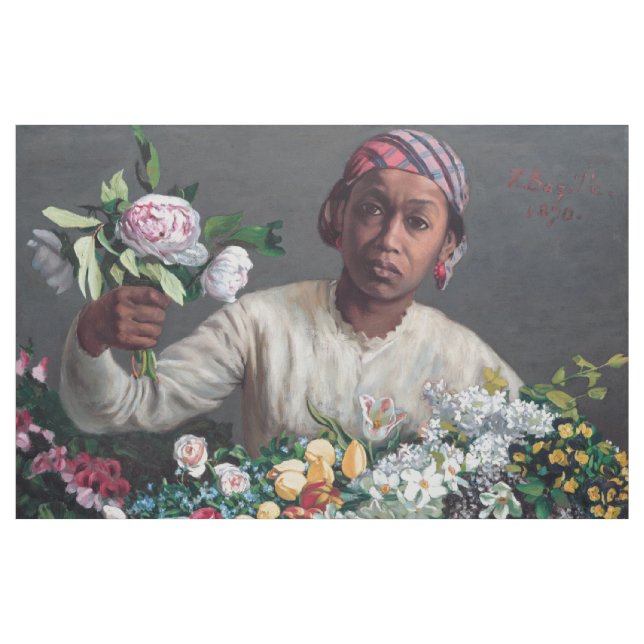 Tela Frederic Bazille - Mujer joven con peonías (Yarda)