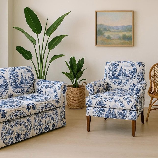 Tela French Chateau Floral Motif Frame Botanical Decor  (French Chateau Floral Motif Frame Botanical Decor Fabric)