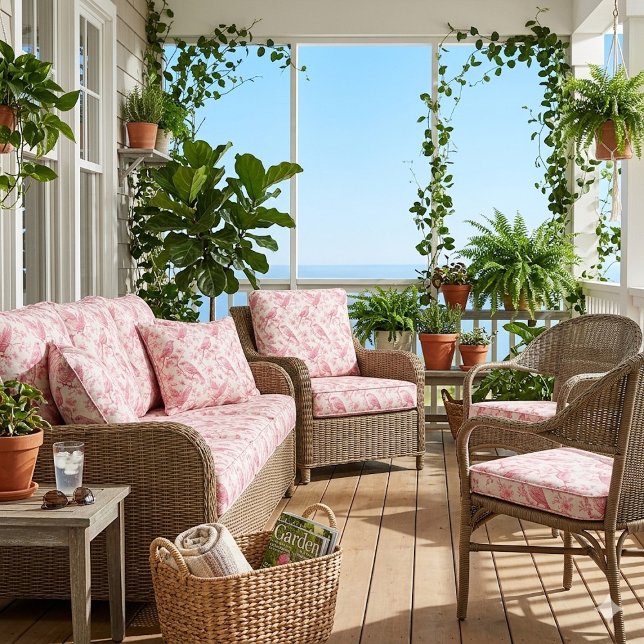 Tela French Toile Rococo Garden Birds Wildlife Pattern  (French Toile Rococo Garden Birds Wildlife Pattern Fabric)