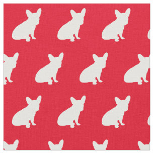 Tela Frenchie Bulldog francés Perro Silhouette Red