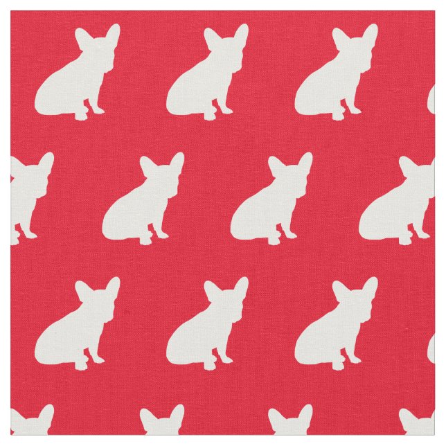 Tela Frenchie Bulldog francés Perro Silhouette Red (De cerca)
