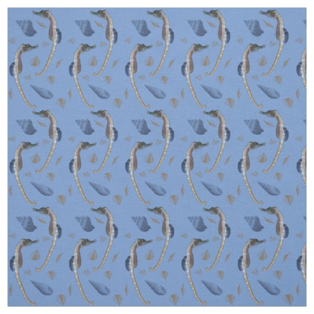 Tela Frenesí de Caballito de Mar (Azul) (Retal)
