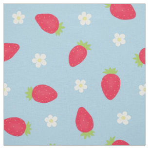 Tela Fresas de Verano sobre Azul (escala grande)